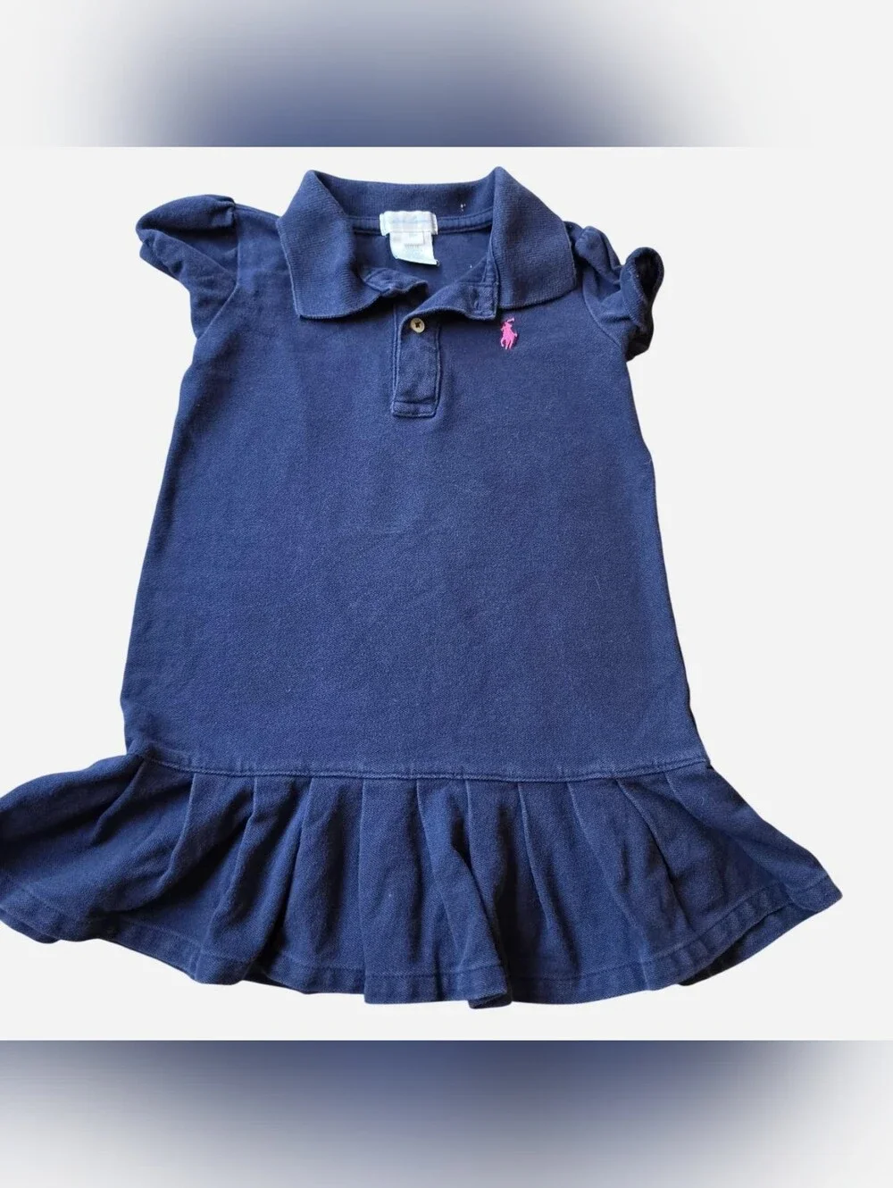 Ralph Lauren Navy Polo Vintage Dress with Pink Pony Logo